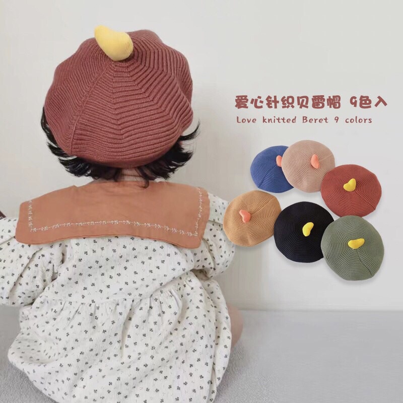 Mũ len tim nồi cho bé 10-36 tháng chất len đẹp