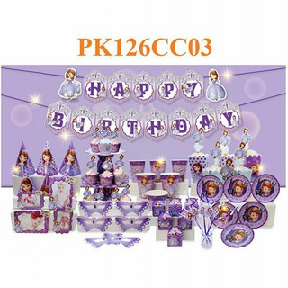 Set phụ kiện trang trí bàn mẫu Công chúa Sofia - PK126CC03 , trang trí bàn sinh nhật , trang trí bàn thôi nôi