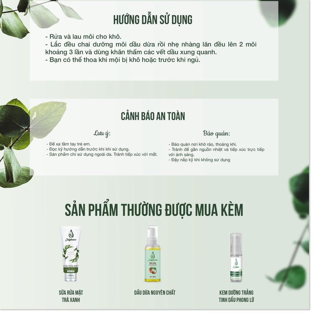 Son dầu dừa 5ml JULYHOUSE, dưỡng môi cho người hay khẩu nghiệp - Phân phối bởi Baby Zone