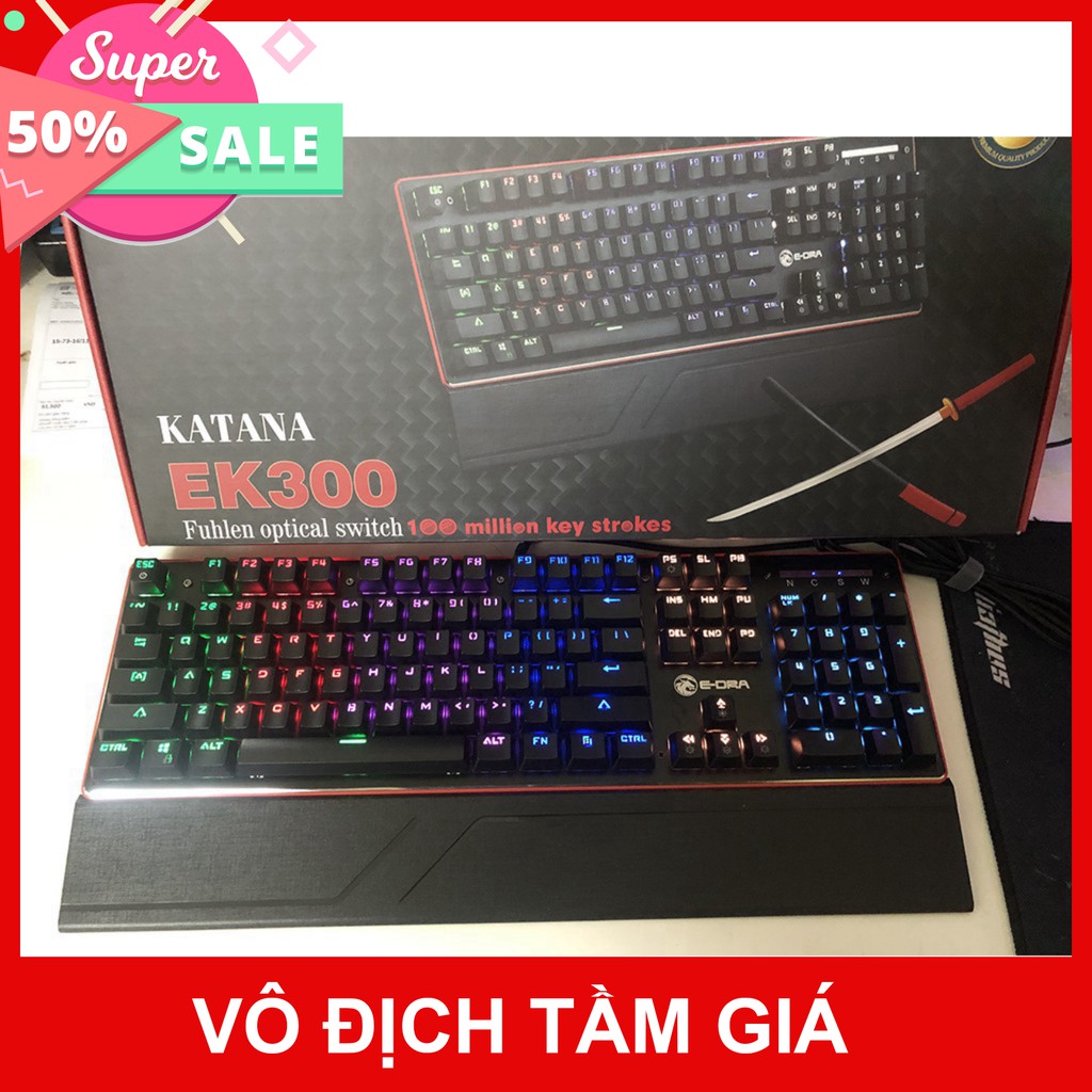 Bàn phím cơ Gaming E-DRA EK300 - - Blue switch - Chống nước tuyệt đối  - Có kê tay - Led 7 màu - BH 24 tháng