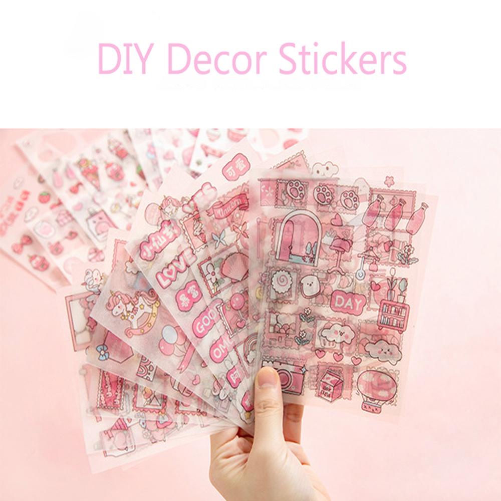 Bộ 4 Tấm Giấy Dán Tường Hình Động Vật Hoạt Hình Xinh Xắn
