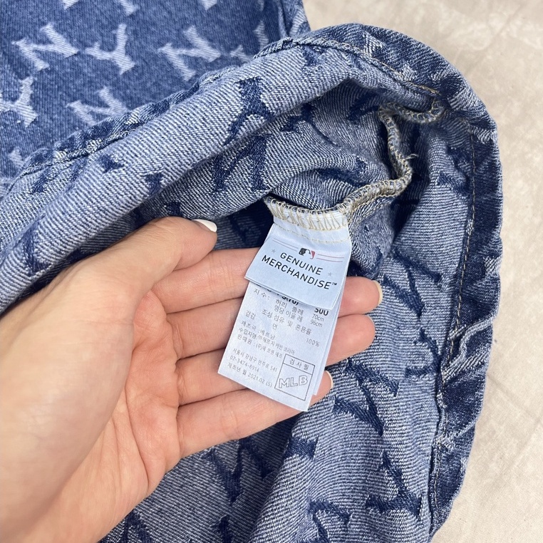 ẢNH THẬT - Áo Sơ Mi Jean MLB Classic Monogram Denim Short Sleeve Shirt New York VNXK - ÁO BÒ HÀNG XUẤT DƯ FULLTAG