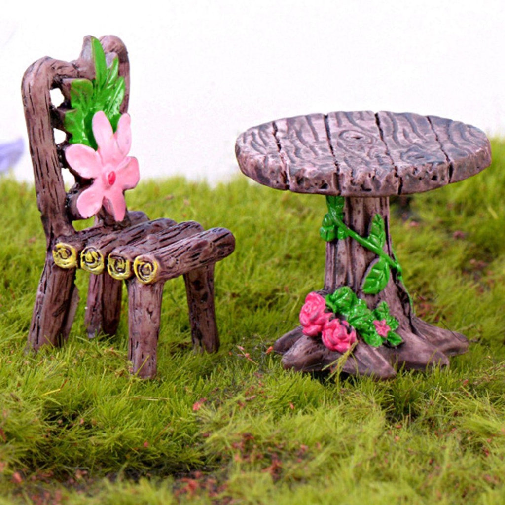 Bộ Bàn Ghế Và Ghế Mini DIY Trang Trí Nhà Búp Bê