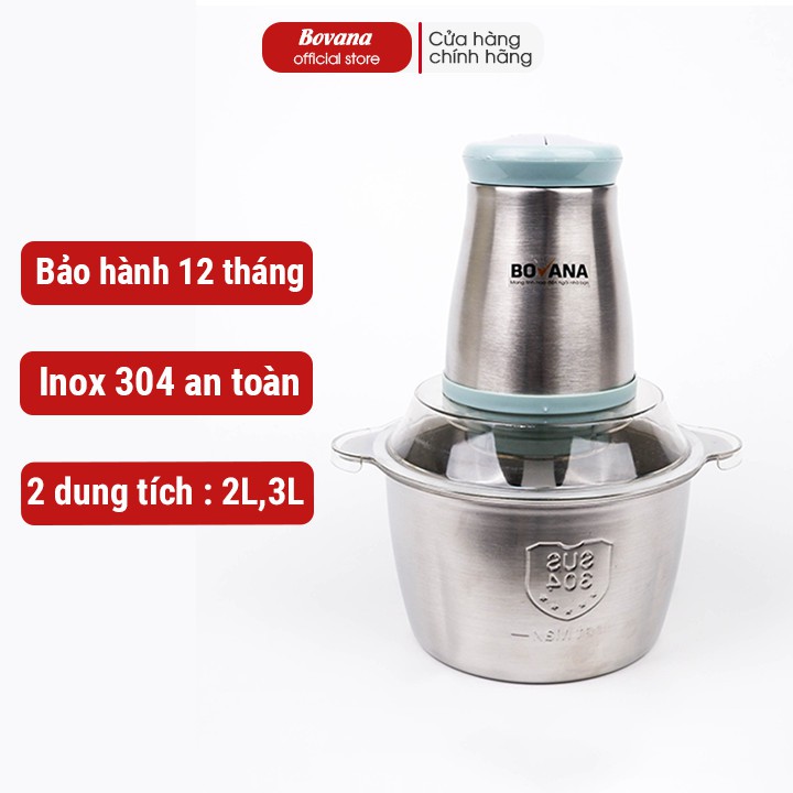 Máy Xay Thịt, Xay Sinh Tố Đa Năng BOVANA - Cối Inox - Bảo Hành Chính Hãng