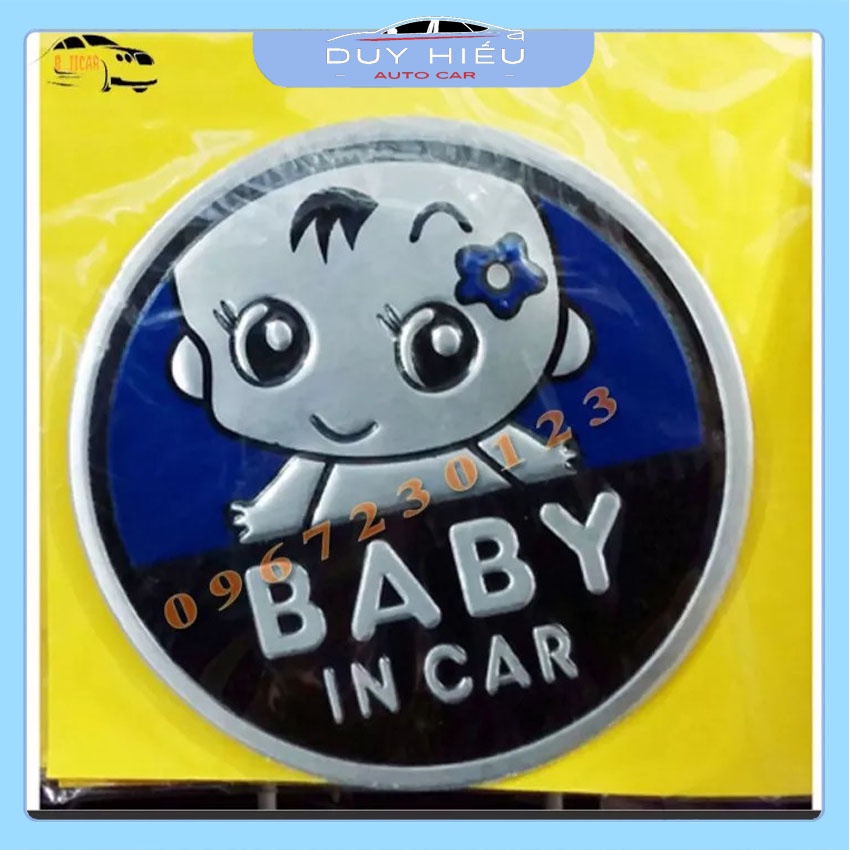 Tem xe Ô Tô Baby In Car bằng nhôm siêu dễ thương