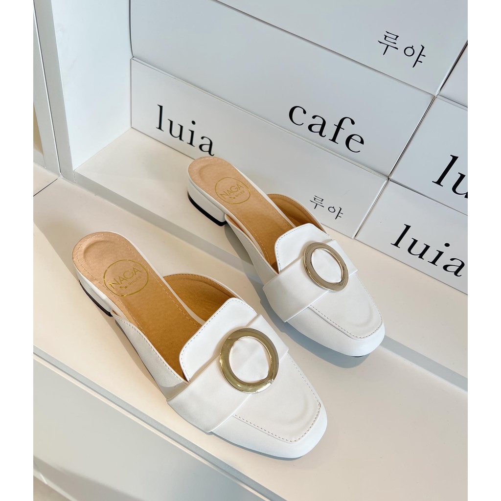 [FORM BÉ- CHỌN LÊN 1 SIZE] DÉP SỤC NAGASHOES MŨI VUÔNG KHÓA TRÒN 2CM NAD52
