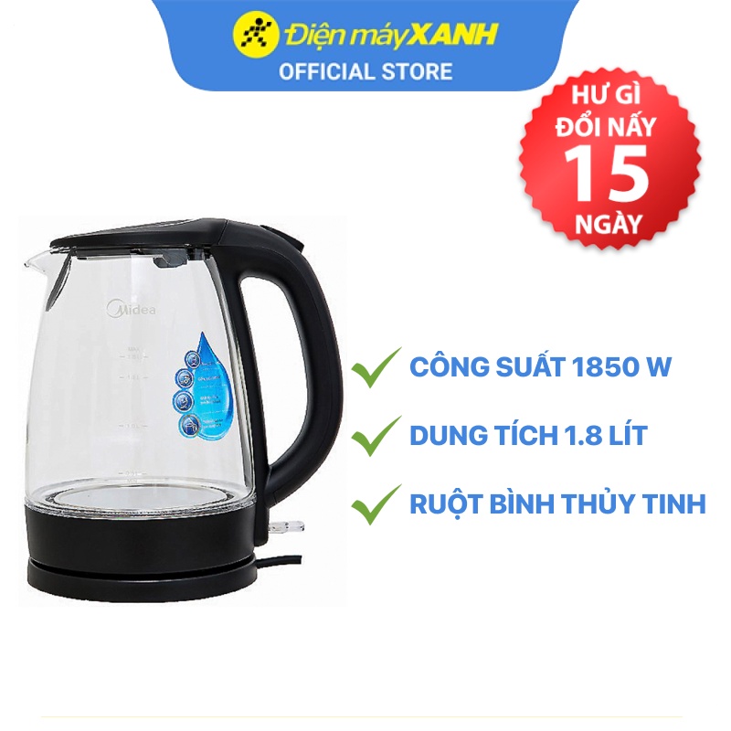 [Mã ELHADEV giảm 4% đơn 300K] Bình đun siêu tốc Midea 1.8 lít MK-18GC