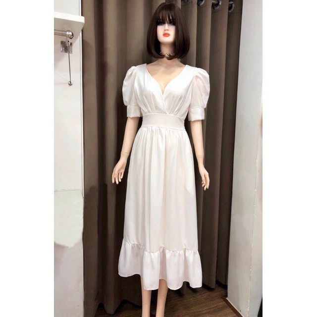 DM697 - Đầm Maxi Xòe Trắng Đuôi Cá | BigBuy360 - bigbuy360.vn