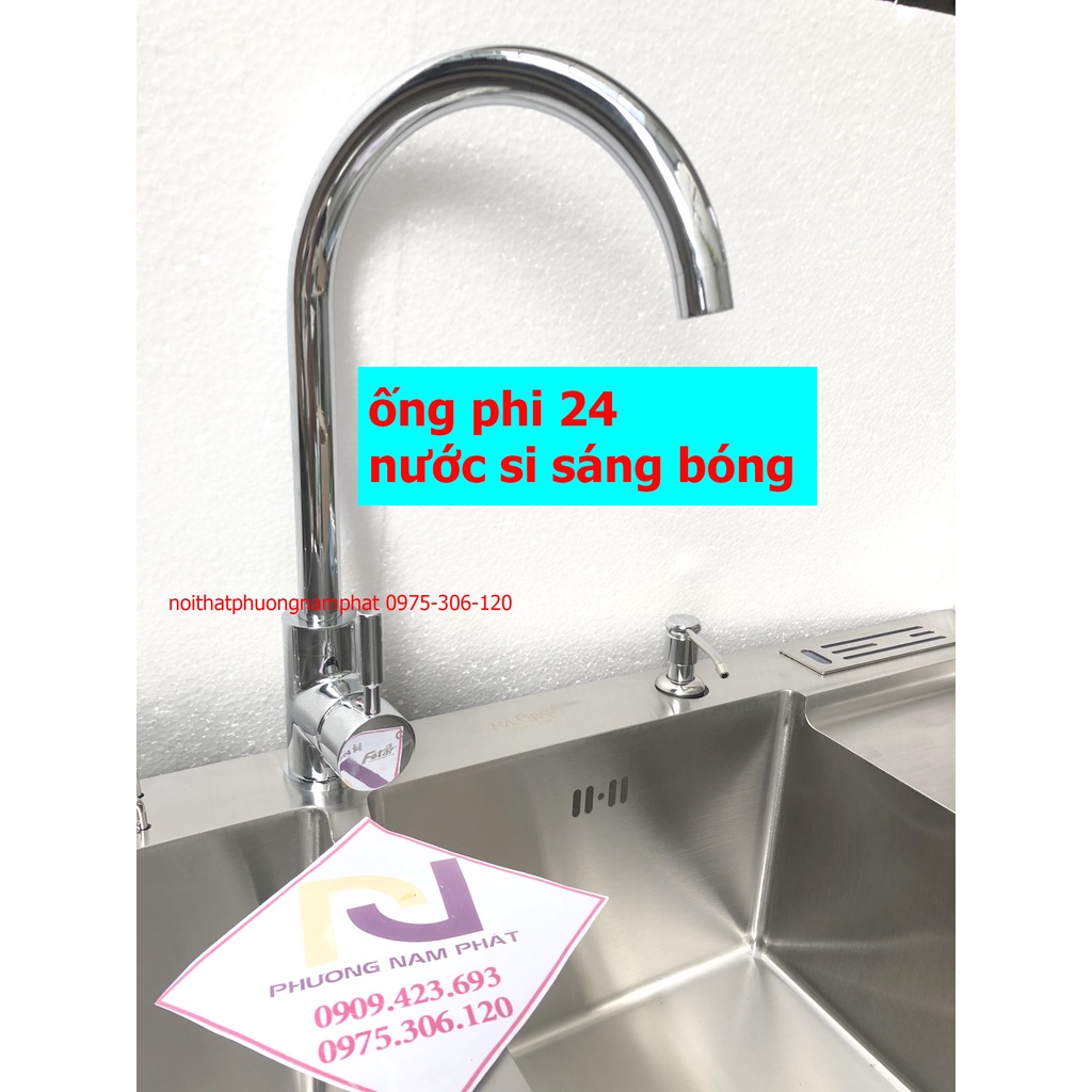 Vòi Rửa Chén Bát Nóng Lạnh đồng thau mạ crome N4011 Fotar và 2 dây nóng lạnh vòi nước xi phủ 5 lớp sáng bóng nước mạnh