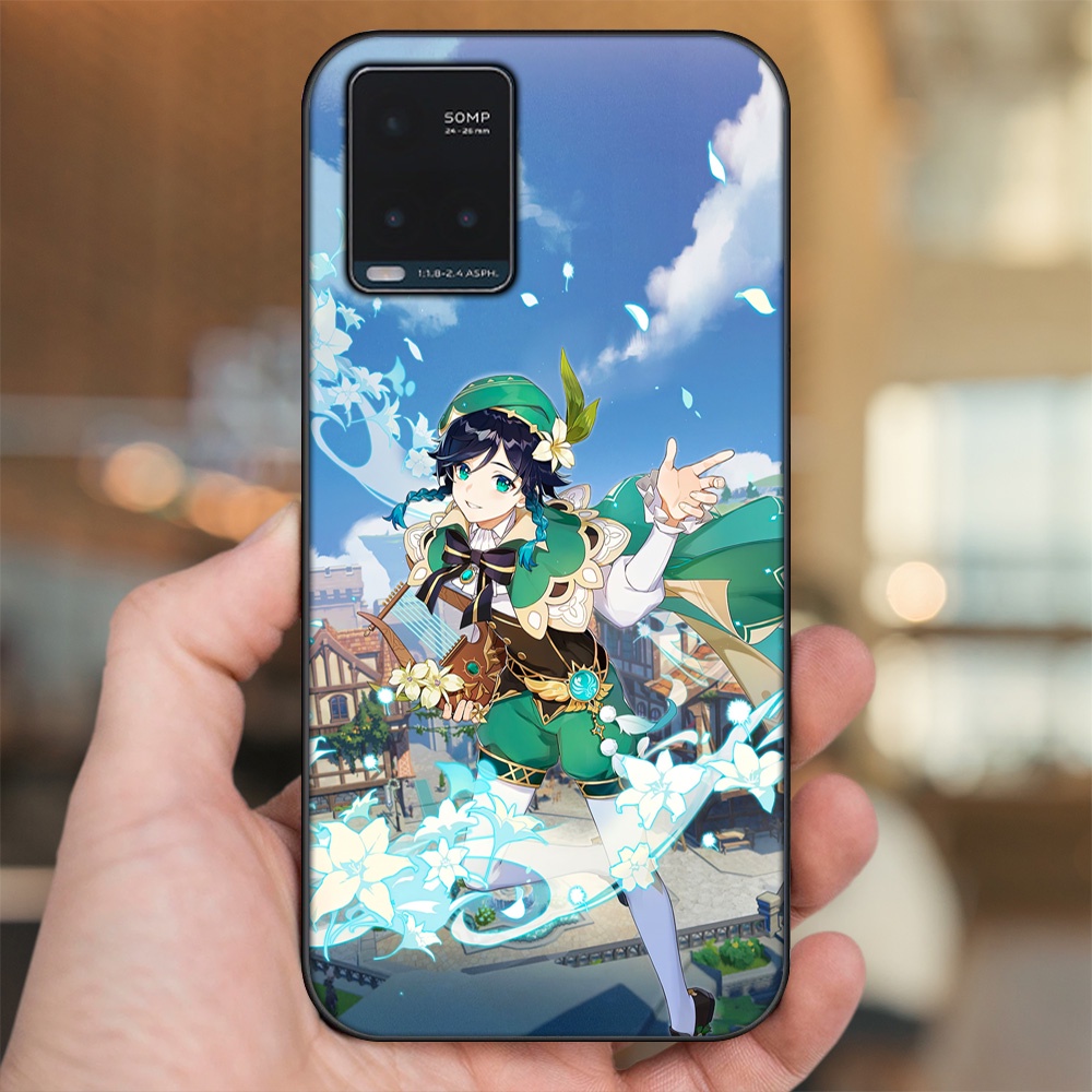 Ốp lưng Vivo Y21s, Y33s viền đen in hình Venti Genshin Impact