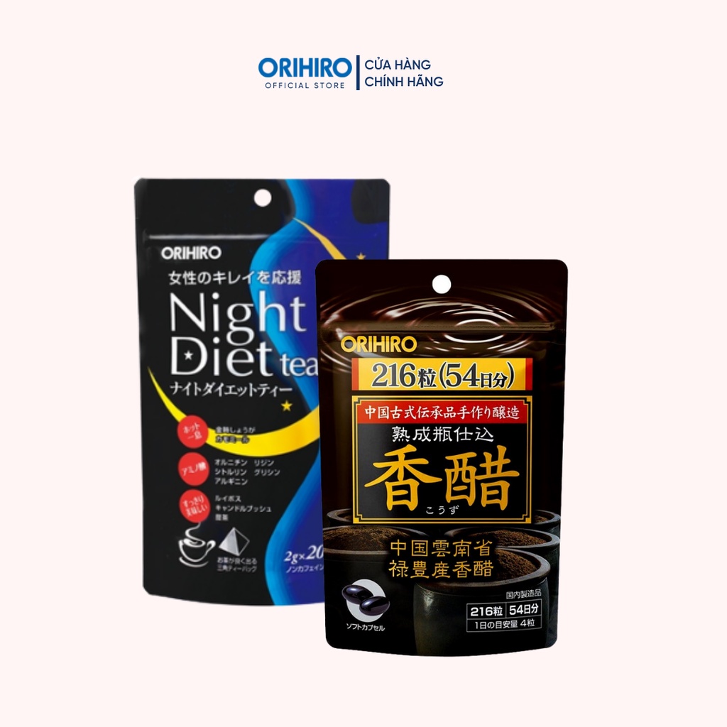 Combo Viên uống Giảm cân Orihiro an toàn ( Giấm đen + Trà 20 )