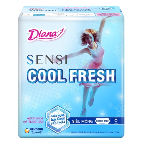 BVS Diana SenSi Cool Fresh siêu mỏng - vệ sinh phụ nữ cánh 8 miếng