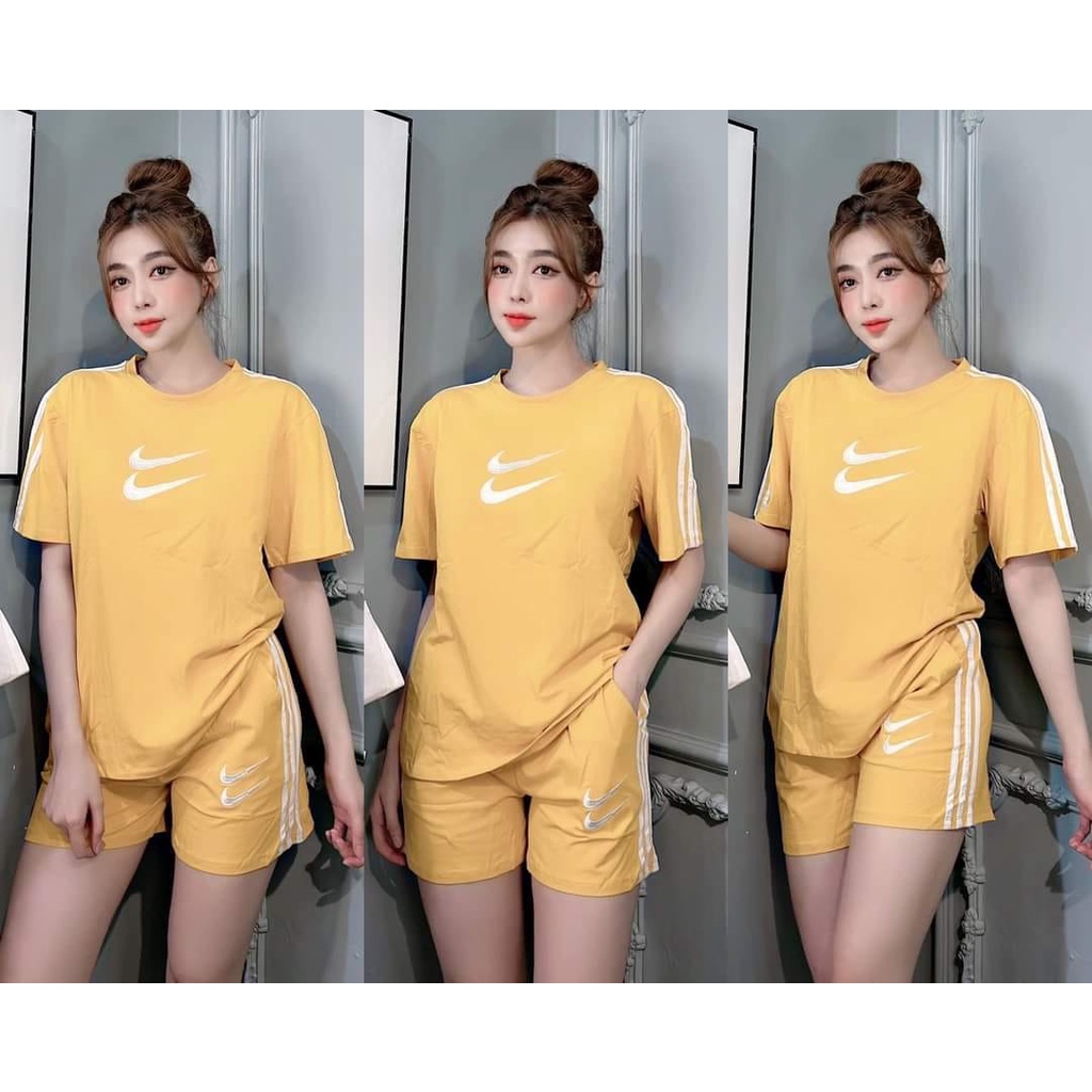Set Bộ Cotton Đùi Chạy Viền Dáng Thể Thao Cực Xinh - Mẫu Mặc Sp Thật