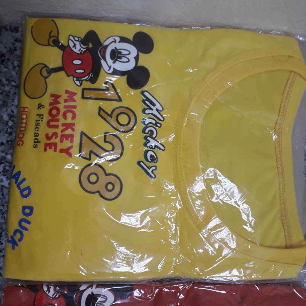 Áo lửng tay Mickey - vải cotton thun đính khuy cá tính nữ mặc mát