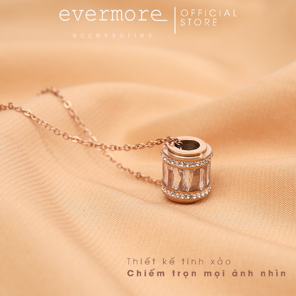 Dây chuyền cao cấp EVERMORE, vòng cổ trụ tròn đính đá, phong cách minimalism, thanh lịch - D015