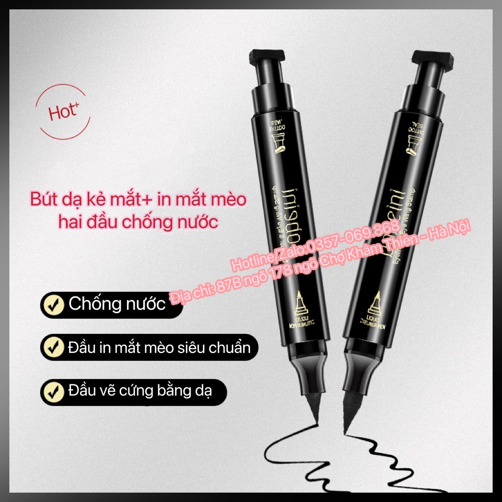 Kẻ mắt hai đầu Bobeini Bút dạ kẻ mắt 2 đầu thần thánh chống chống nước in mắt mèo đầu nhỏ không lem