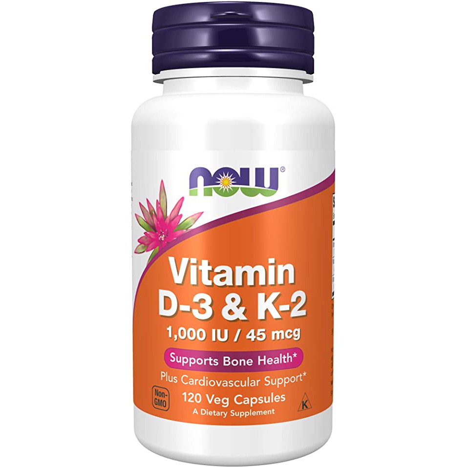VITAMIN D3 K2 |  Now Vitamin D3 K2 1,000 IU 45 mcg [120 Viên] - Tăng Miễn Dịch Chính Hãng Tại Suppcare Store