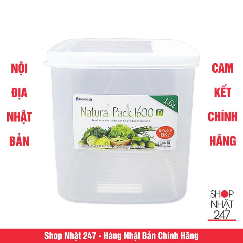 Hộp thực phẩm vuông 1600ml Inomata NỘI ĐỊA NHẬT BẢN