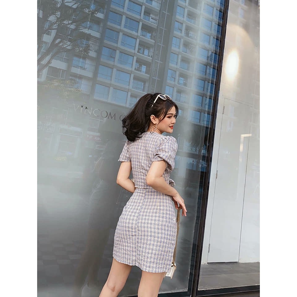 Set đầm caro cột nơ xinh ngất ngây | BigBuy360 - bigbuy360.vn