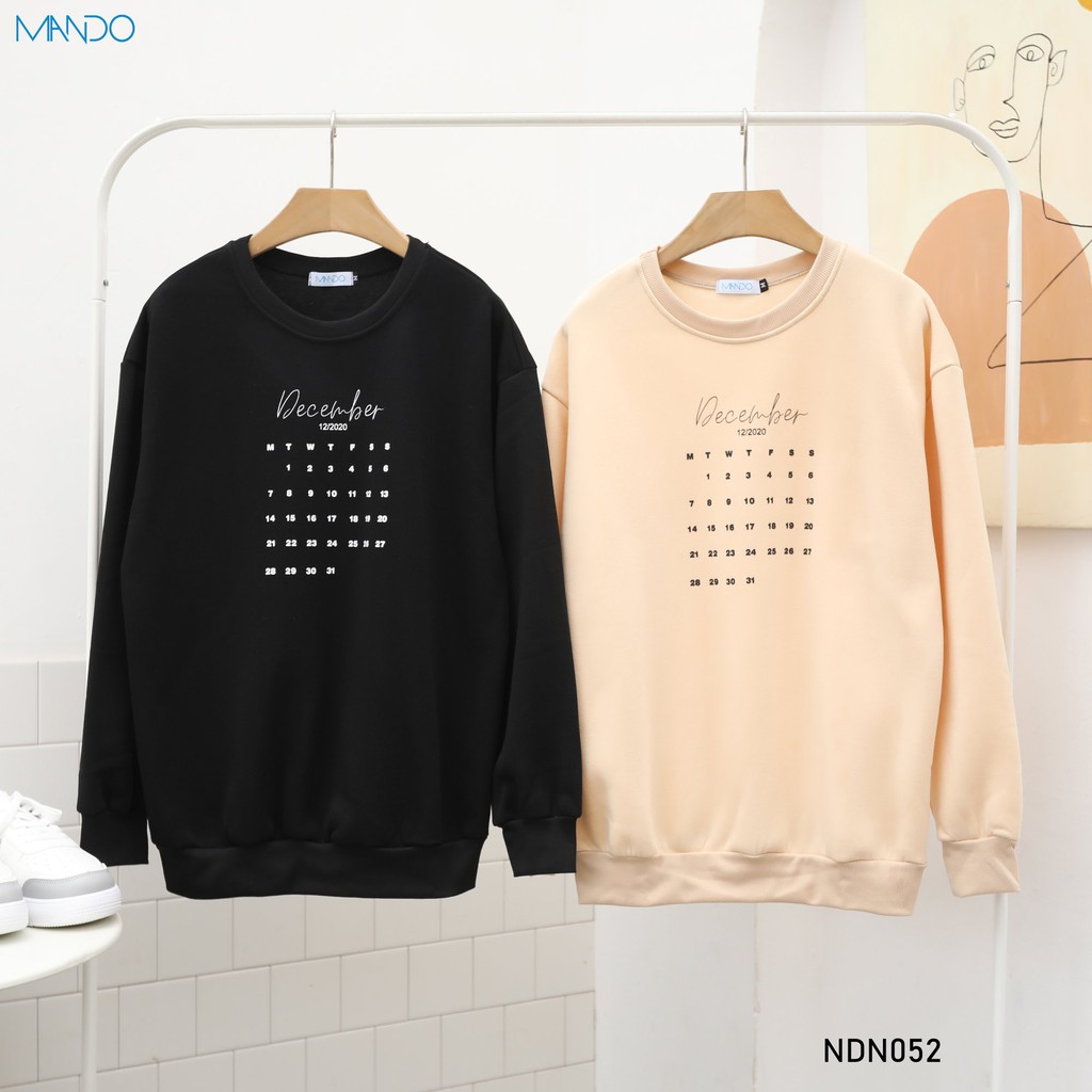 Áo Nỉ Sweater Nam Dài Tay MANDO Chất Nỉ Bông Cao Cấp Form Rộng  Họa Tiết In Lịch Basic Unisex Thời Trang Hàn Quốc NDN052 | BigBuy360 - bigbuy360.vn