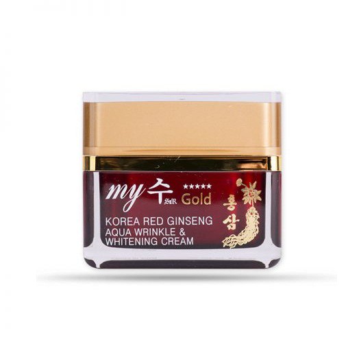 Combo Kem dưỡng My gold Korea Red Ginseng Aqua Wrinkle Cream 50ml+Sữa rửa mặt My Gold Red Ginseng Foam Cleanser 130ml