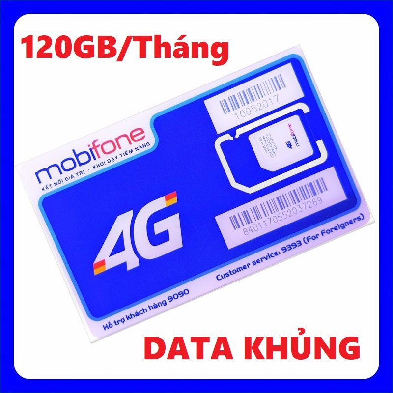 sim mobifone VINA VNMB 4GB/ngày - 6GB/ngày Miễn phí cuộc gọi