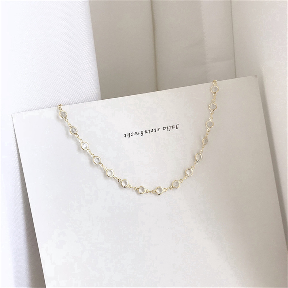 fashion woman delicate Crystal long chain necklace gold adjustable Clavicular Chain jewelry