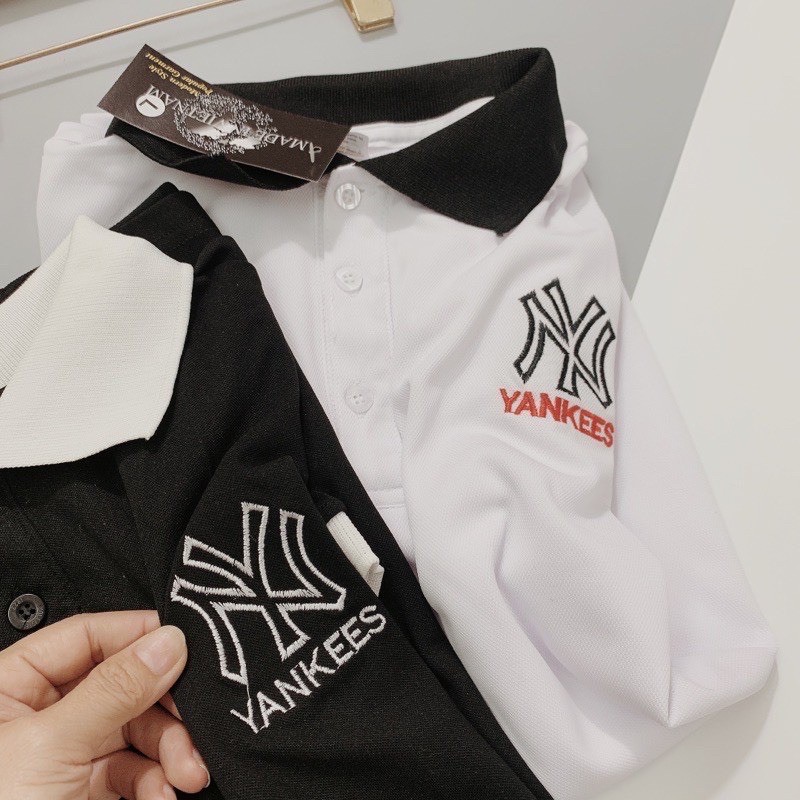 AN475 - ÁO PHÔNG NAM CÓ CỔ TRẮNG ĐEN THÊU NY | BigBuy360 - bigbuy360.vn