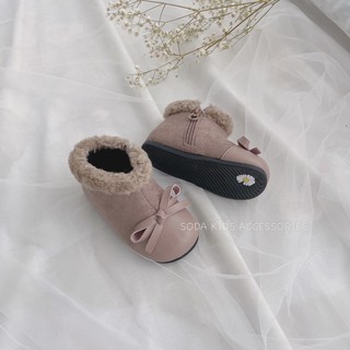 Bốt cho bé cao cấp da lộn lót lông ( Ảnh thật )