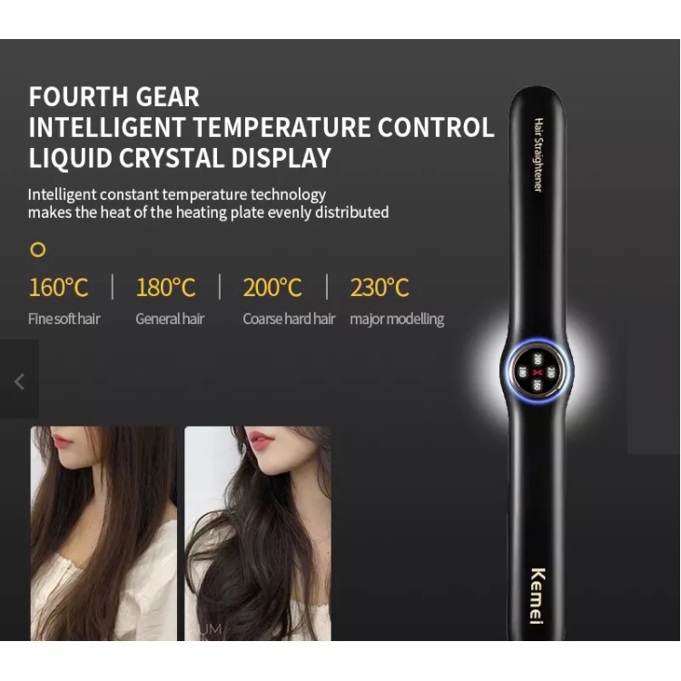 Máy Duỗi Tóc Hồng Ngoại Màn Hình LED Số Bằng Gốm Tuamalin Kemei KM - 2513