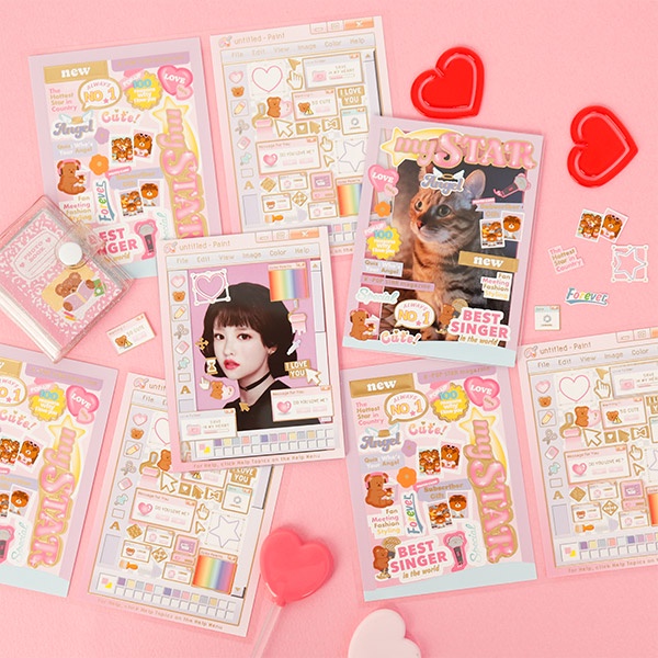 DAISO Bộ 2/4 miếng dán trang trí dễ thương phong cách Hàn Quốc