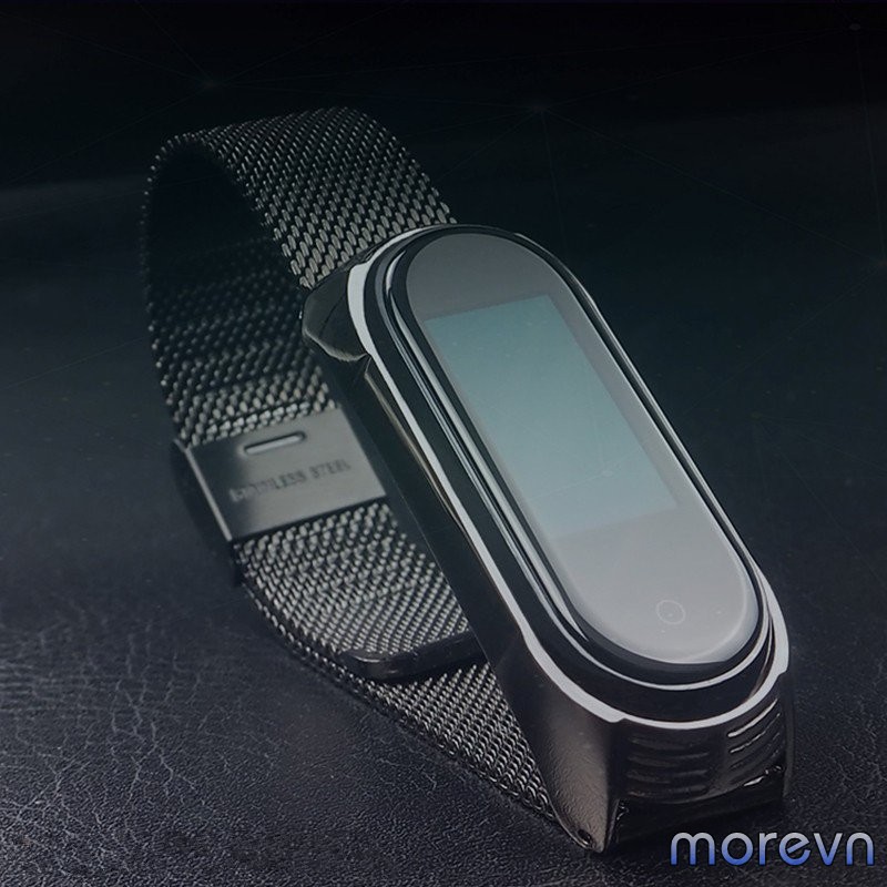 Dây đeo kim loại mắt lưới vân TF Mi band 4, mi band 3 Mijobs - dây đeo thay thế miband 4, miband 3 viền vân TF