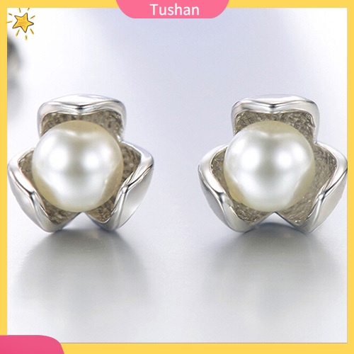 Bông tai mạ bạc 925 hình bông hoa đính đá độc đáo