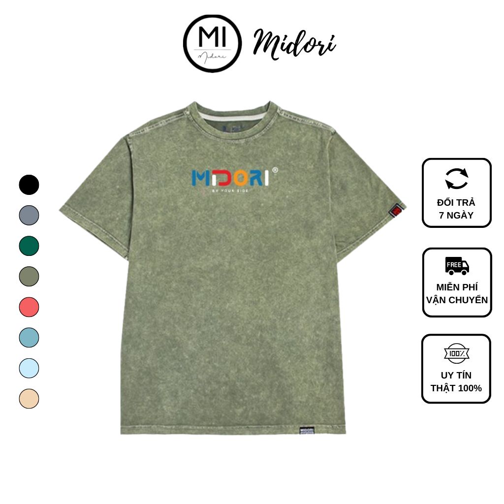 Áo thun form rộng tay lỡ unisex phông nam nữ Wash Cao Cấp Local Brand Mi Midori