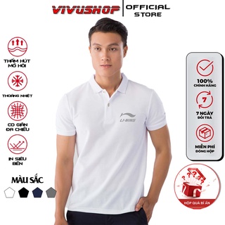 Áo polo nam nữ . Li-Ning . PLAYBOY cổ dệt bo len ,áo thun nam có cổ tay ngắn thanh lịch in họa tiết siêu đẹp