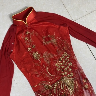 Áo dài đỏ thêu size m