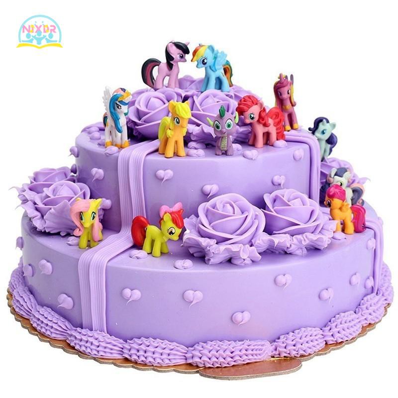 Bộ 12 Tượng Nhựa Trang Trí Bánh Hình Ngựa Pony Đáng Yêu