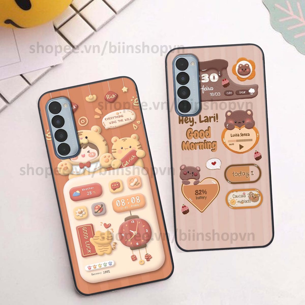 Ốp Oppo Reno4 / Reno4 Pro / Reno 4 in 3D icon gấu nổi siêu xinh, siêu đáng yêu, cá tính phong cách