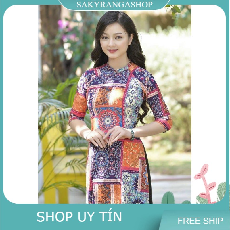 SET ÁO DÀI MAY SẴN HOẠ TIẾT HOA VĂN