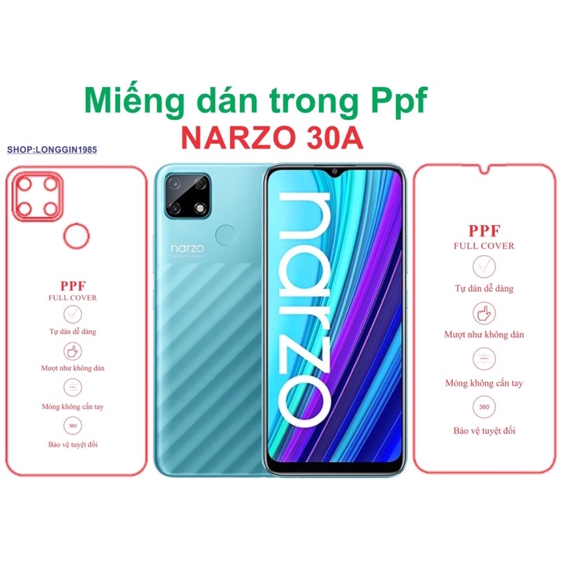 Narzo 30A miếng dán trong Ppf mặt sau và mặt trước chống va đập chống trầy xước tốt