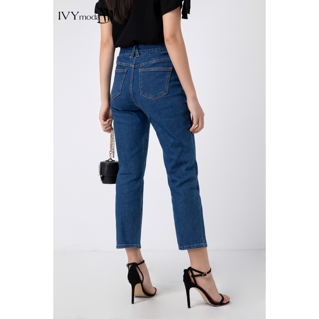 Quần jeans nữ xanh dương đậm IVY moda MS 25B8048