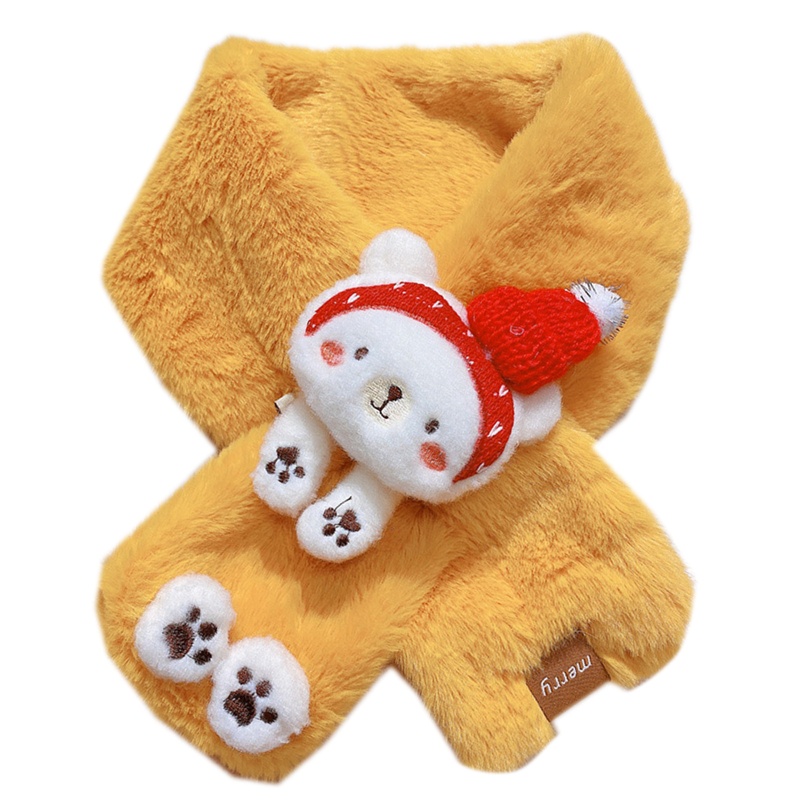 Khăn Choàng Cổ Bằng Vải Bông Dày Dặn Giữ Ấm Mùa Đông Hình Gấu Hoạt Hình