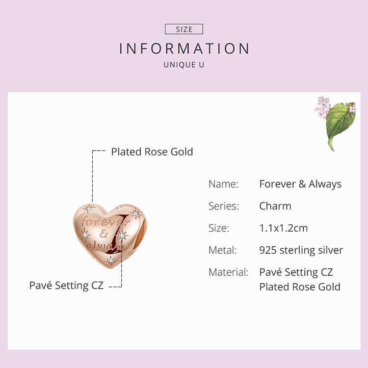 Mặt trang trí Bamoer hình trái tim bằng bạc 925 lấp lánh dùng làm đồ trang sức thủ công SCC1223