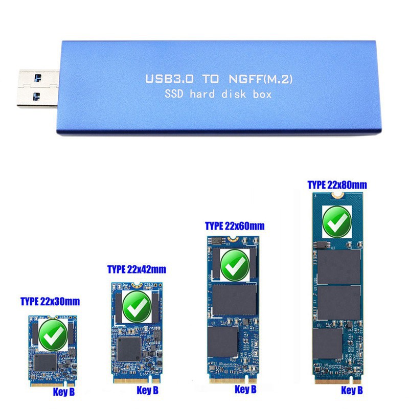 USB3.0 TO M.2 NGFF SSD 42mm Aluminium / 30mm 22 Enclosure | BigBuy360 - bigbuy360.vn