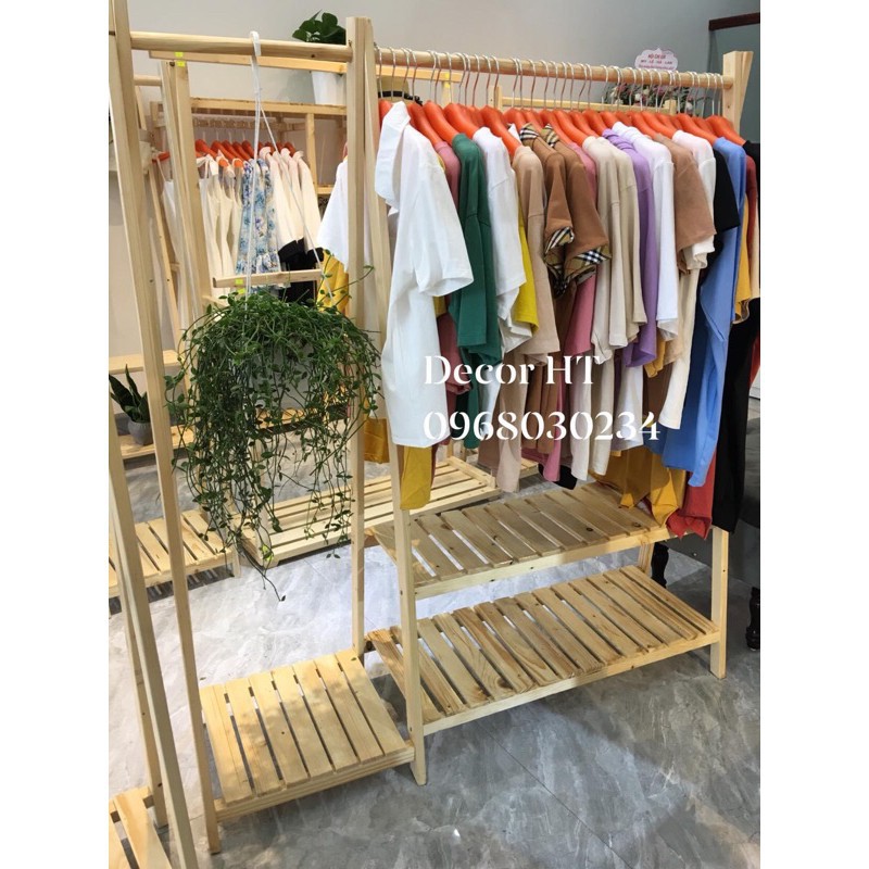 Kệ chữ A đôi, Giá treo quần áo đôi gỗ thông, Giá Gỗ Treo Quần Áo, Giá Treo Quần Áo Shop