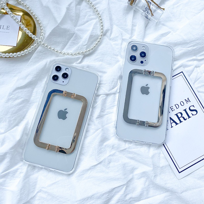 Ốp Điện Thoại Nhựa acrylic Mềm Gắn Giá Đỡ Kim Loại Sang Trọng iphone14 15pro 13 / 12 11 xsmax xr 7 / 8plus se2020 6s