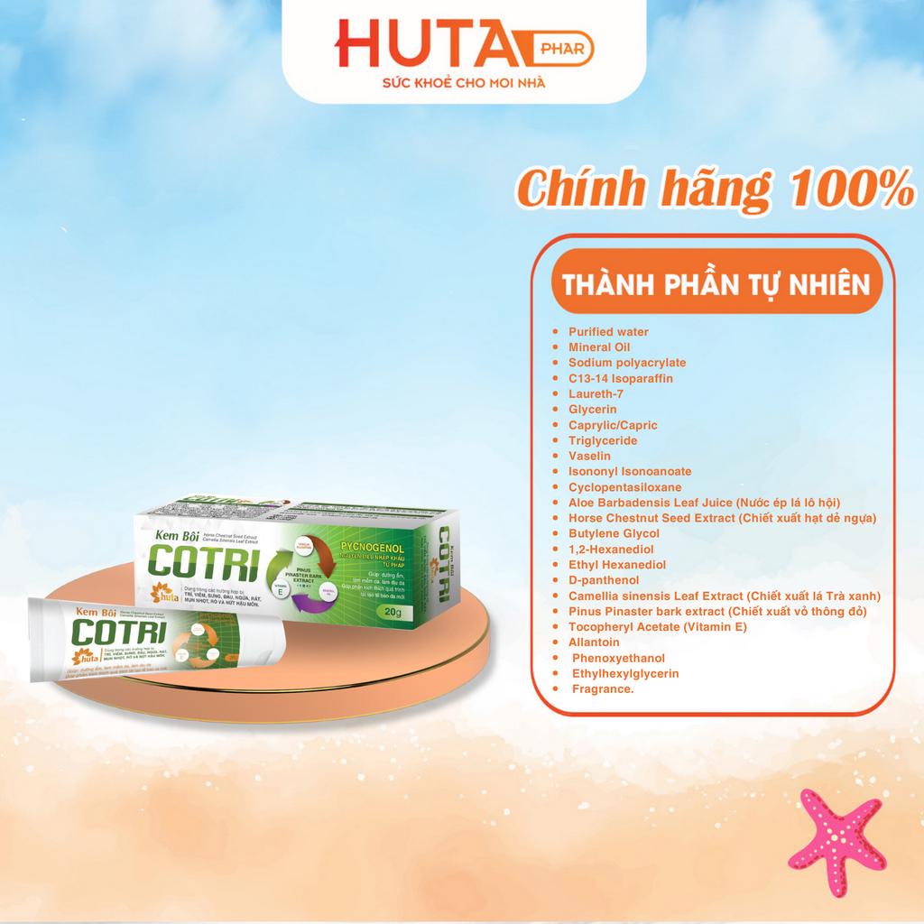 Kem bôi trĩ Co Trĩ HUTA PHAR giảm đau rát hậu môn, co búi trĩ.