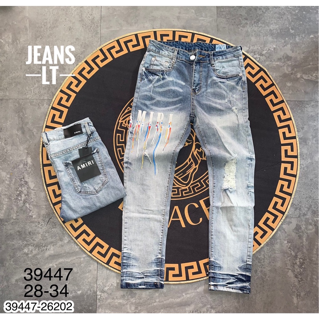 Quần Jeans Nam Amiri Vá Da Siêu Hot - Quần Jeans Nam Amiri Khóa Chân Cao Cấp