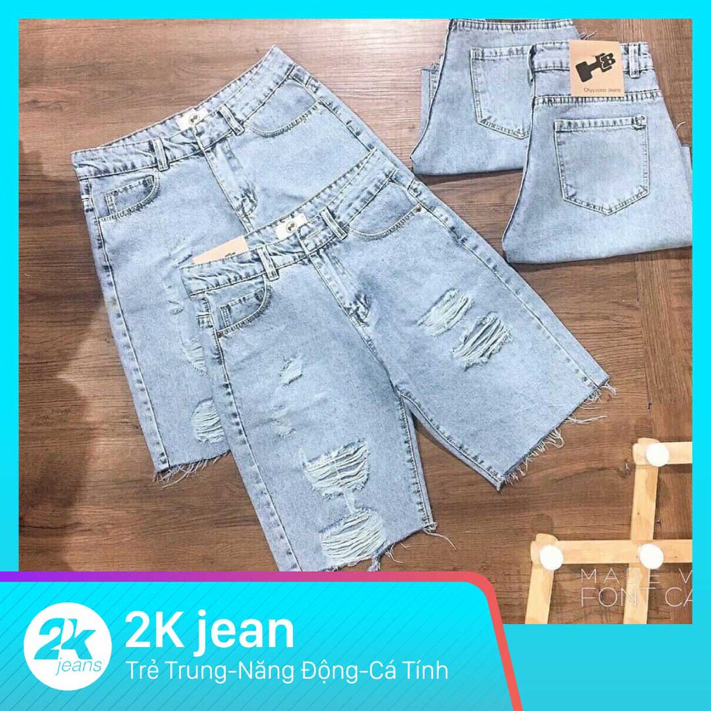 Quần ngố jean nữ rách, quần short jean ngố nữ từ 40kg đến 55kg chất jean không co giãn - 2KJean