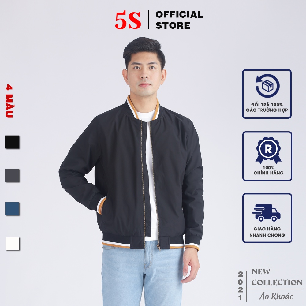 [MUA 2 GIẢM 30K] Áo Khoác Bomber Nam 5S (4 Màu), Chất Vải Poly Cao Cấp, Mềm, Bền Màu, Thiết Kế Trẻ Trung (AKB21022)